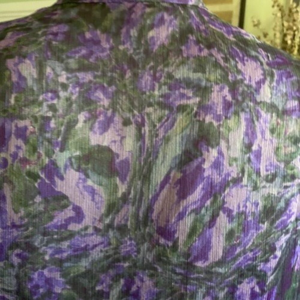Purple and Gray Sheer Blouse - Picture 3 of 6